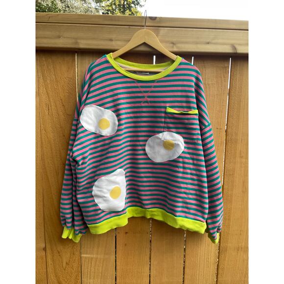 2XL Upcycled Striped Egg Shirt Skater Funky Quirky - Picture 4 of 7